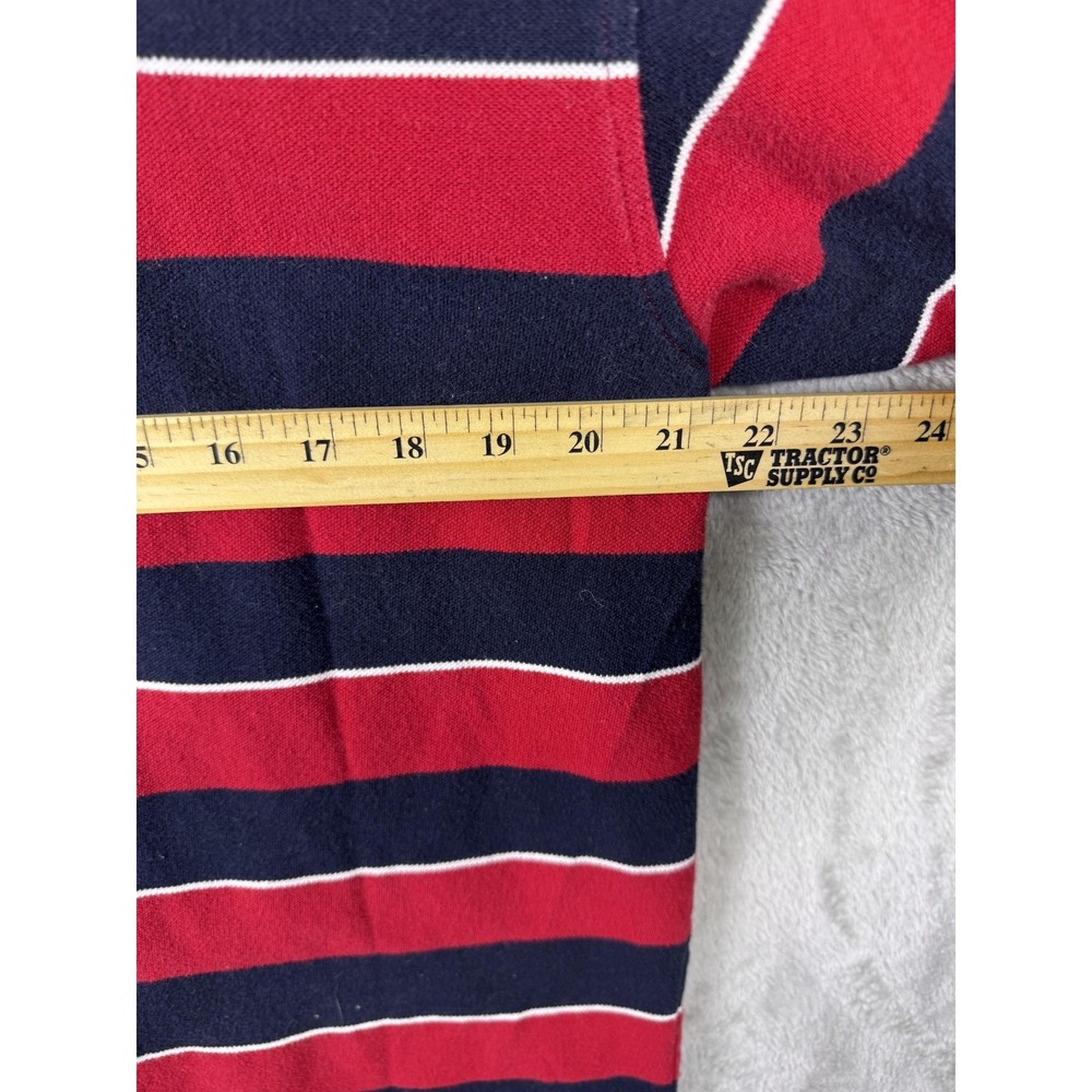 Chaps Ralph Lauren Polo Shirt Mens Large Red Navy Striped Short Sleeve Casual - Picture 5 of 9
